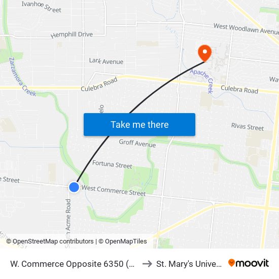 W. Commerce Opposite 6350 (Acme) to St. Mary's University map