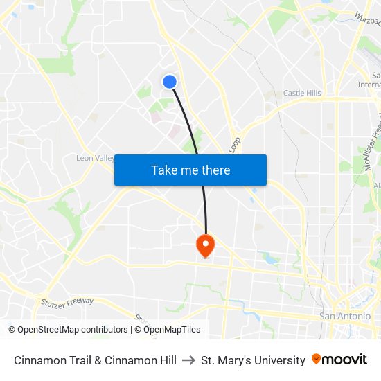 Cinnamon Trail & Cinnamon Hill to St. Mary's University map