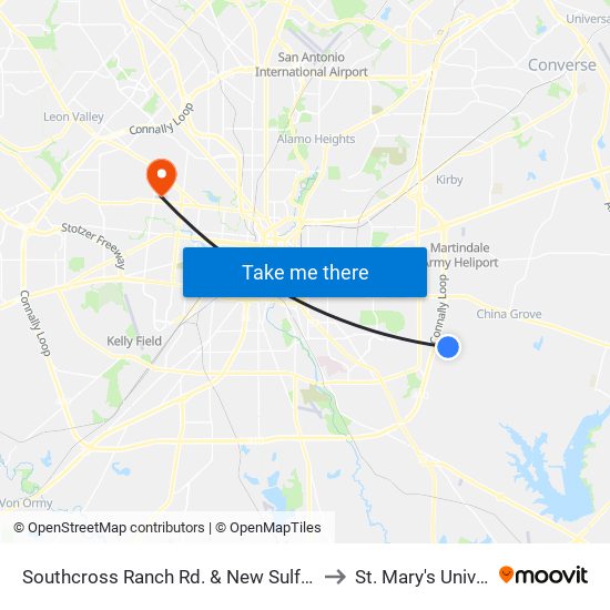 Southcross Ranch Rd. & New Sulfur Springs to St. Mary's University map