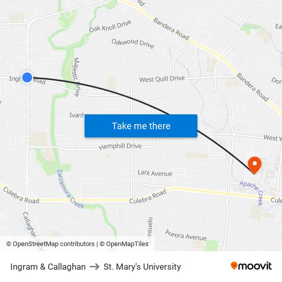 Ingram & Callaghan to St. Mary's University map