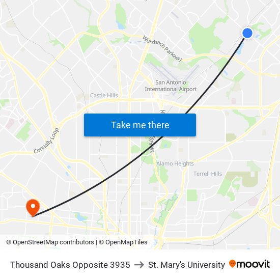 Thousand Oaks Opposite 3935 to St. Mary's University map