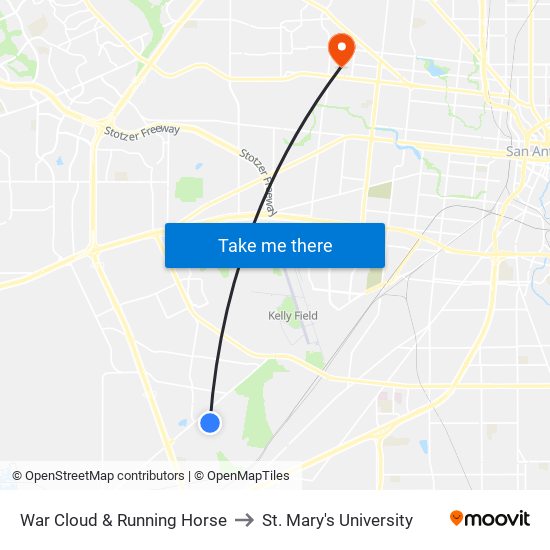 War Cloud & Running Horse to St. Mary's University map