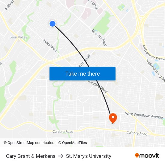 Cary Grant & Merkens to St. Mary's University map