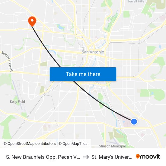 S. New Braunfels Opp. Pecan Valley to St. Mary's University map