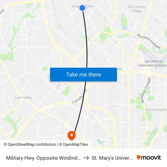 Military Hwy. Opposite Windmill Rd. to St. Mary's University map