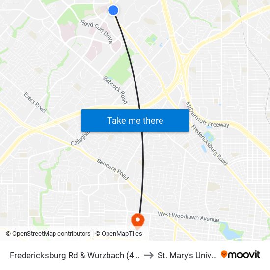 Fredericksburg Rd & Wurzbach (460' South) to St. Mary's University map