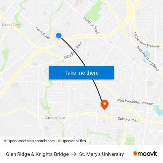 Glen Ridge & Knights Bridge to St. Mary's University map