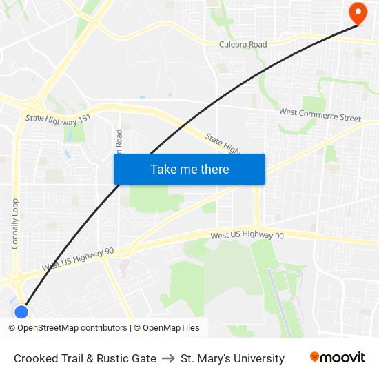 Crooked Trail & Rustic Gate to St. Mary's University map