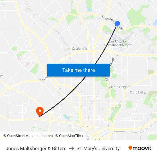 Jones Maltsberger & Bitters to St. Mary's University map