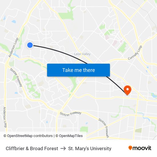 Cliffbrier & Broad Forest to St. Mary's University map