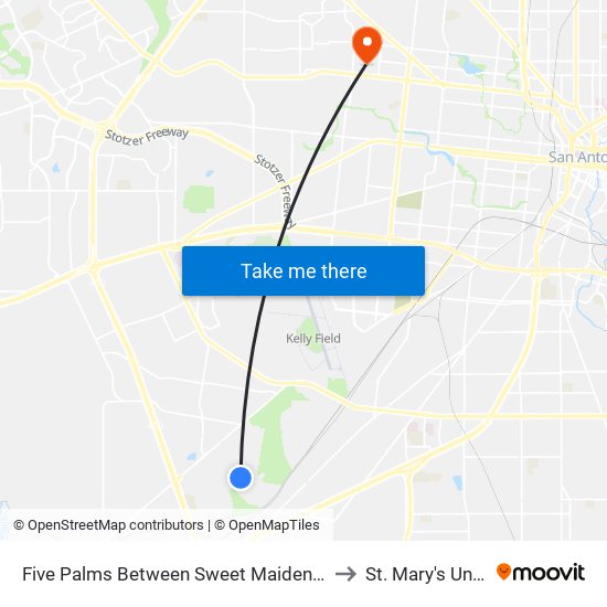 Five Palms Between Sweet Maiden & Ghost Hawk to St. Mary's University map