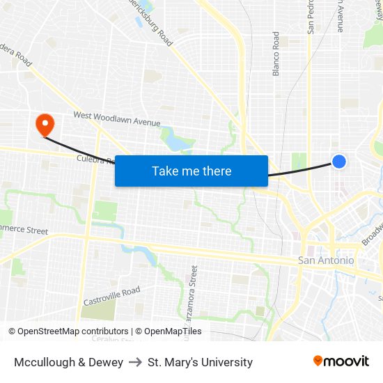 Mccullough & Dewey to St. Mary's University map