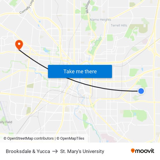 Brooksdale & Yucca to St. Mary's University map