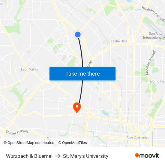 Wurzbach & Bluemel to St. Mary's University map