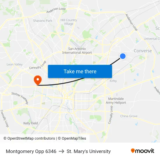 Montgomery Opp 6346 to St. Mary's University map