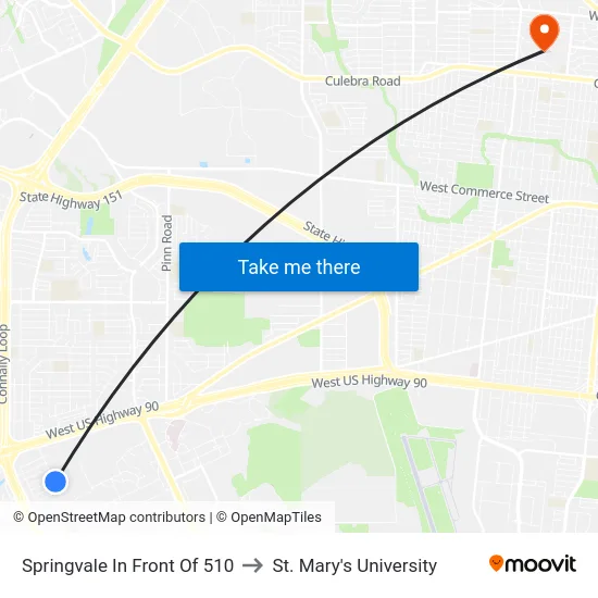 Springvale In Front Of 510 to St. Mary's University map