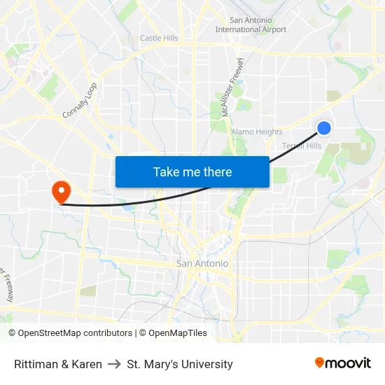Rittiman & Karen to St. Mary's University map