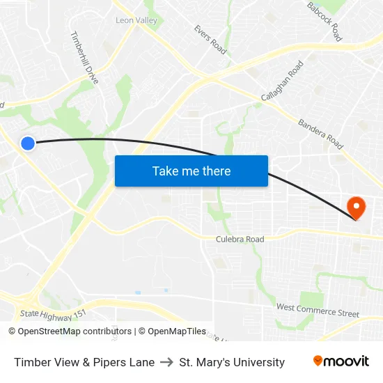 Timber View & Pipers Lane to St. Mary's University map