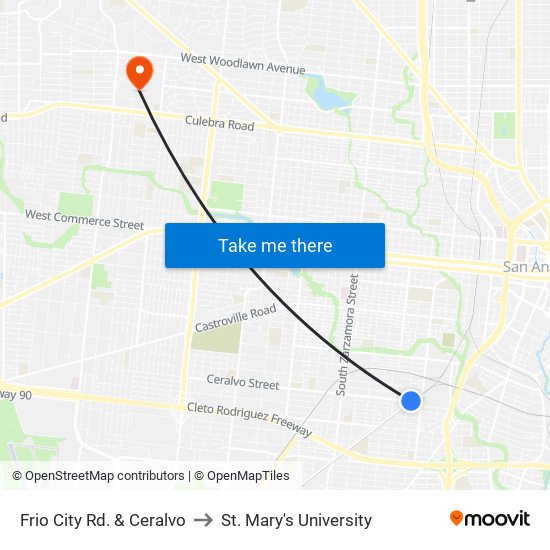 Frio City Rd. & Ceralvo to St. Mary's University map