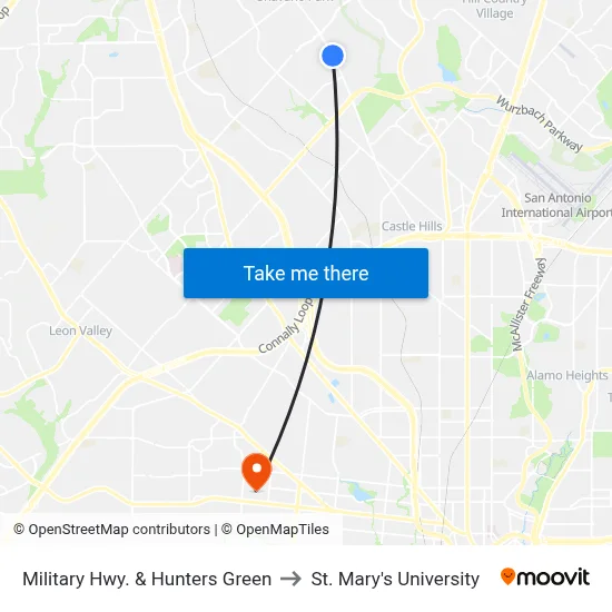 Military Hwy. & Hunters Green to St. Mary's University map