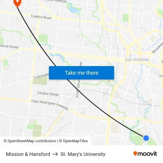 Mission & Hansford to St. Mary's University map