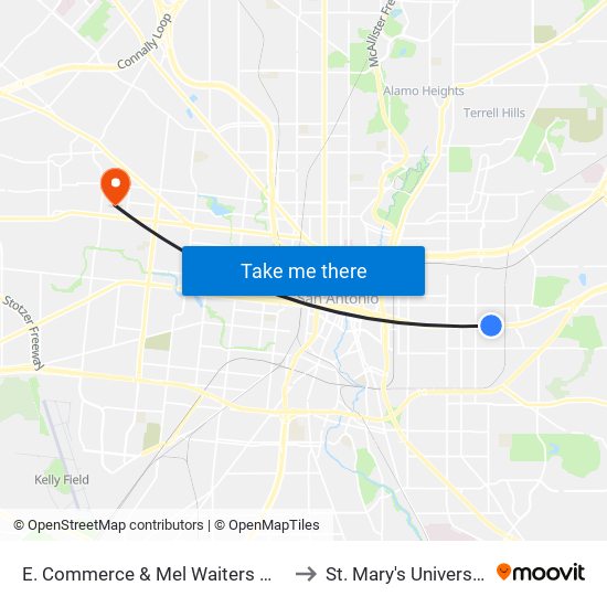 E. Commerce & Mel Waiters Way to St. Mary's University map