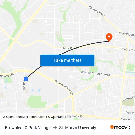 Brownleaf & Park Village to St. Mary's University map