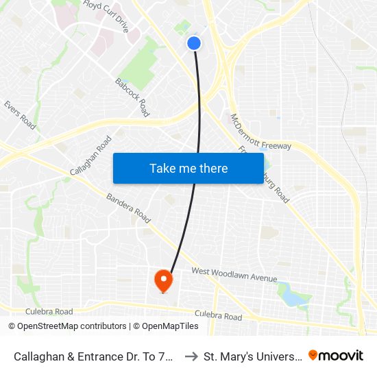 Callaghan & Entrance Dr. To 7626 to St. Mary's University map