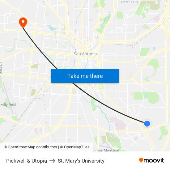 Pickwell & Utopia to St. Mary's University map