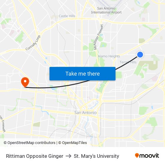 Rittiman Opposite Ginger to St. Mary's University map