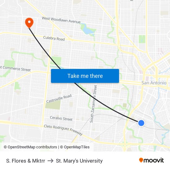 S. Flores & Mktrr to St. Mary's University map