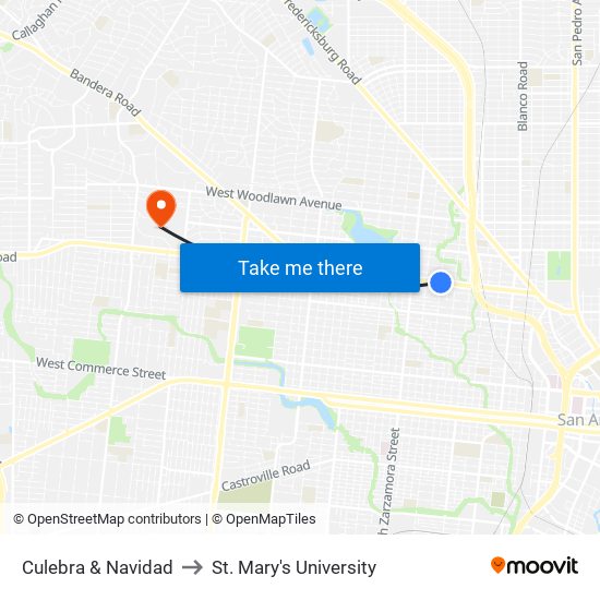 Culebra & Navidad to St. Mary's University map