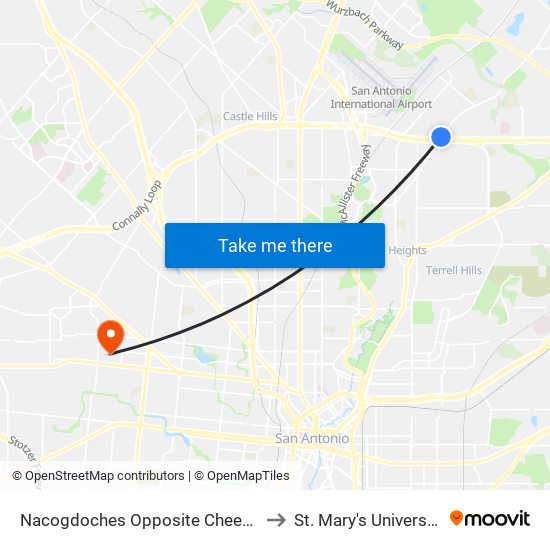 Nacogdoches Opposite Cheever to St. Mary's University map