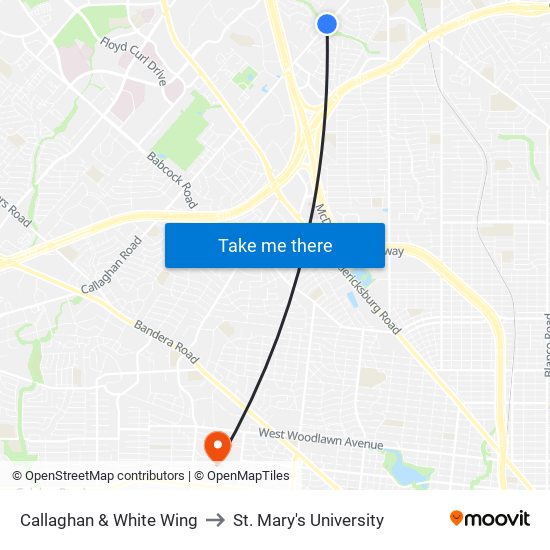 Callaghan & White Wing to St. Mary's University map