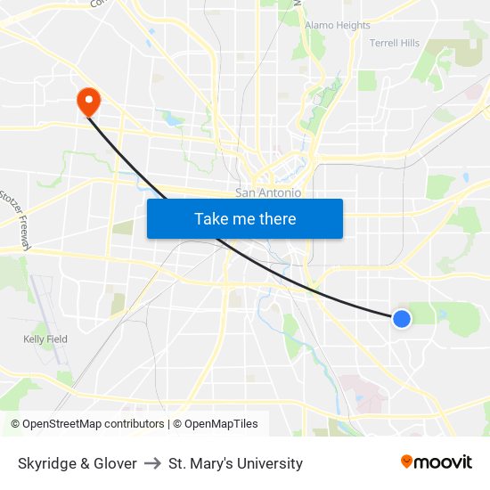 Skyridge & Glover to St. Mary's University map