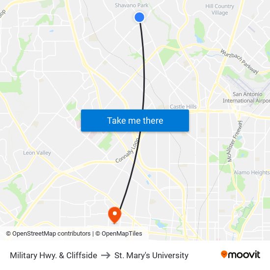 Military Hwy. & Cliffside to St. Mary's University map