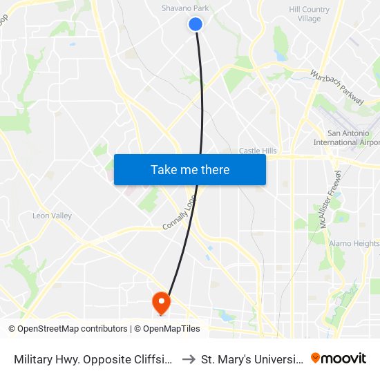 Military Hwy. Opposite Cliffside to St. Mary's University map