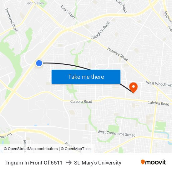 Ingram In Front Of 6511 to St. Mary's University map