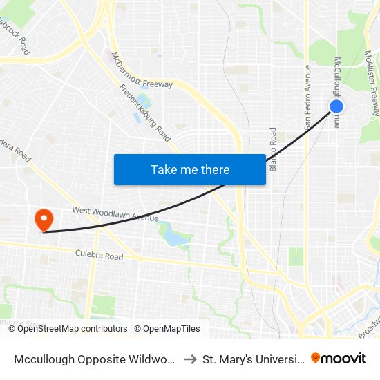 Mccullough Opposite Wildwood to St. Mary's University map