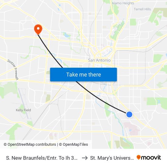 S. New Braunfels/Entr. To Ih 37 S. to St. Mary's University map