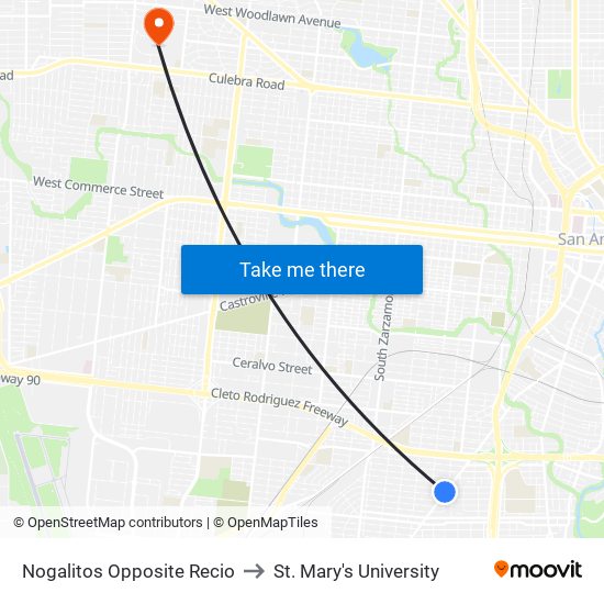 Nogalitos Opposite Recio to St. Mary's University map