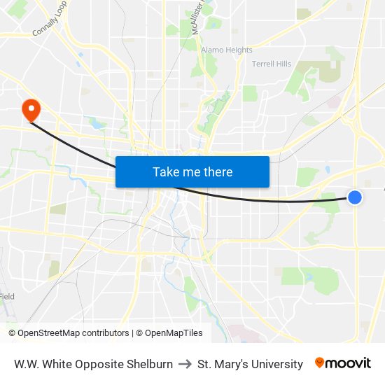 W.W. White Opposite Shelburn to St. Mary's University map