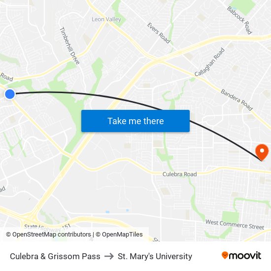 Culebra & Grissom Pass to St. Mary's University map