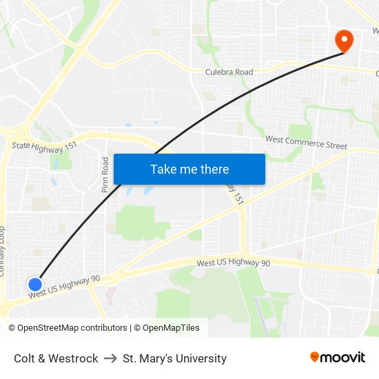 Colt & Westrock to St. Mary's University map