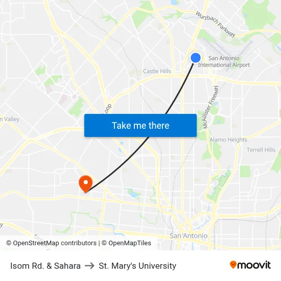 Isom Rd. & Sahara to St. Mary's University map