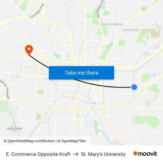 E. Commerce Opposite Kraft to St. Mary's University map