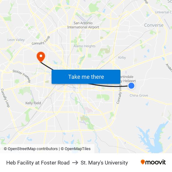Heb Facility at Foster Road to St. Mary's University map