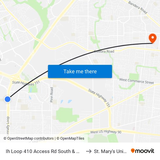 Ih Loop 410 Access Rd South & Waters Edge to St. Mary's University map