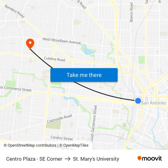 Centro Plaza - SE Corner to St. Mary's University map