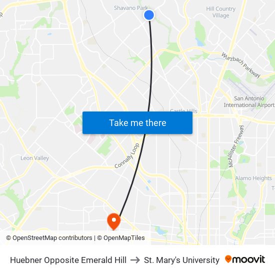 Huebner Opposite Emerald Hill to St. Mary's University map